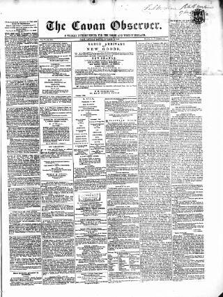 cover page of Cavan Observer published on November 15, 1862