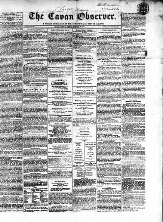 cover page of Cavan Observer published on February 28, 1863