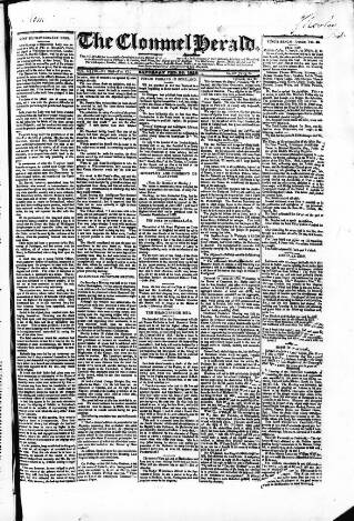 cover page of Clonmel Herald published on February 28, 1829