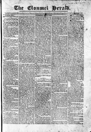 cover page of Clonmel Herald published on December 30, 1829