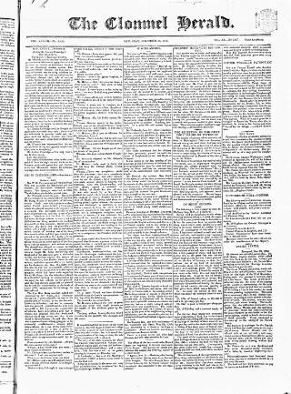cover page of Clonmel Herald published on November 30, 1839