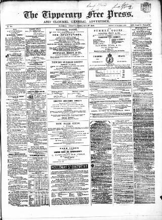 cover page of Tipperary Free Press published on May 29, 1868