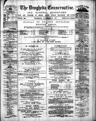 cover page of Drogheda Conservative published on November 30, 1889