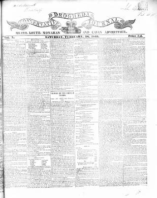 cover page of Drogheda Conservative Journal published on February 28, 1846