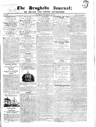 cover page of Drogheda Journal, or Meath & Louth Advertiser published on November 30, 1833