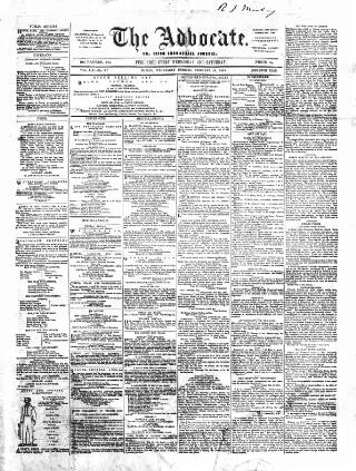 cover page of Advocate published on February 28, 1855