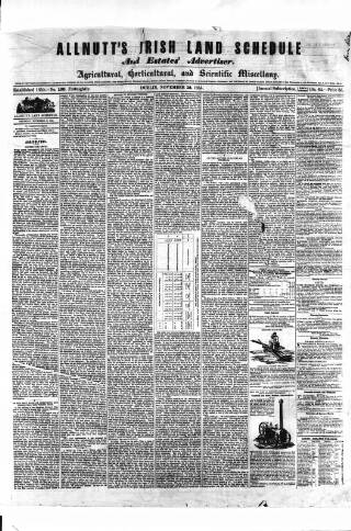 cover page of Allnut's Irish Land Schedule published on November 15, 1855