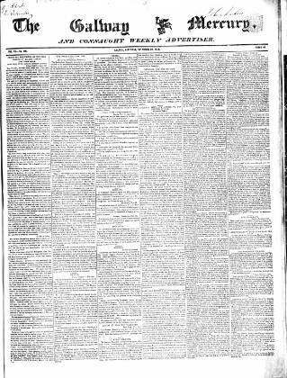 cover page of Galway Mercury, and Connaught Weekly Advertiser published on November 30, 1850