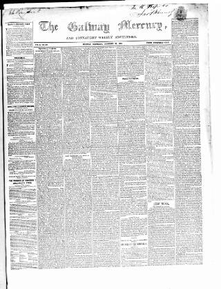 cover page of Galway Mercury, and Connaught Weekly Advertiser published on December 30, 1854