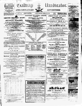 cover page of Galway Vindicator published on February 28, 1885