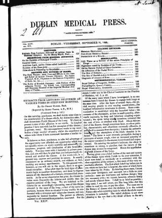 cover page of Dublin Medical Press published on September 18, 1850
