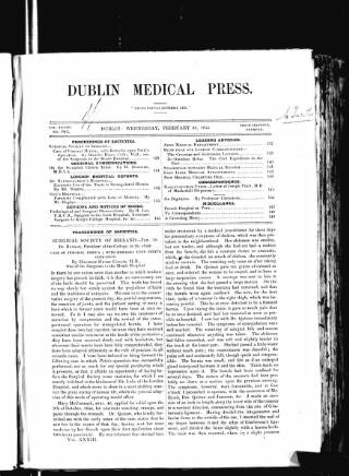 cover page of Dublin Medical Press published on February 28, 1855