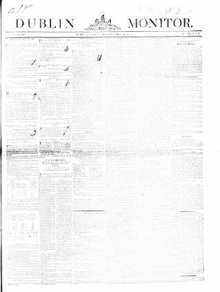 cover page of Dublin Monitor published on November 30, 1841