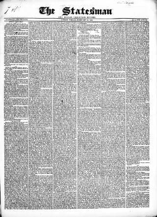 cover page of Statesman and Dublin Christian Record published on February 28, 1845