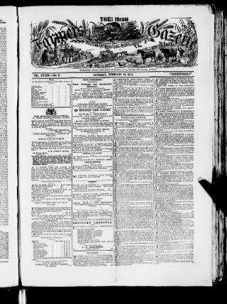 cover page of Farmer's Gazette and Journal of Practical Horticulture published on February 28, 1874