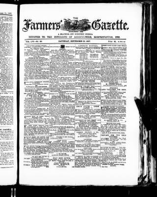 cover page of Farmer's Gazette and Journal of Practical Horticulture published on September 18, 1897