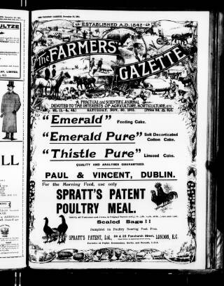 cover page of Farmer's Gazette and Journal of Practical Horticulture published on November 30, 1901