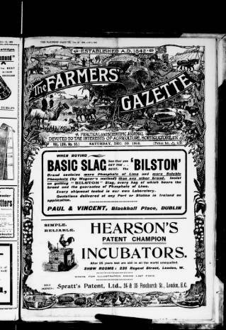 cover page of Farmer's Gazette and Journal of Practical Horticulture published on December 30, 1905