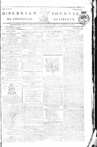 cover page of Hibernian Journal; or, Chronicle of Liberty published on November 30, 1807