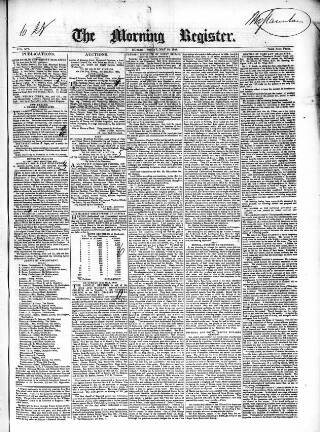cover page of Dublin Morning Register published on May 29, 1840