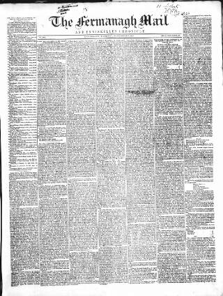 cover page of Enniskillen Chronicle and Erne Packet published on September 18, 1851