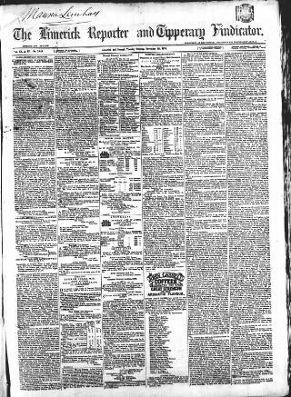 cover page of Limerick Reporter published on November 30, 1858