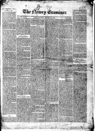 cover page of Newry Examiner and Louth Advertiser published on December 30, 1837