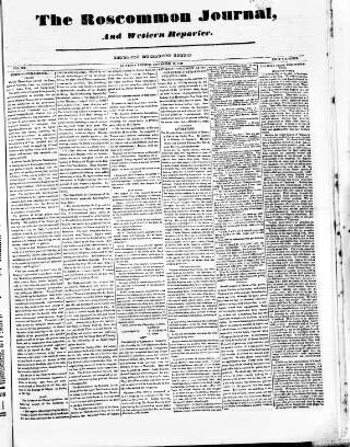 cover page of Roscommon Journal, and Western Impartial Reporter published on September 18, 1847