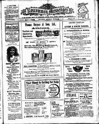 cover page of Roscommon Messenger published on November 30, 1918