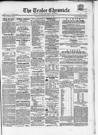 cover page of Tralee Chronicle published on September 18, 1857