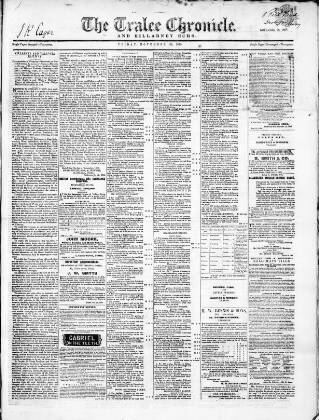 cover page of Tralee Chronicle published on November 30, 1860