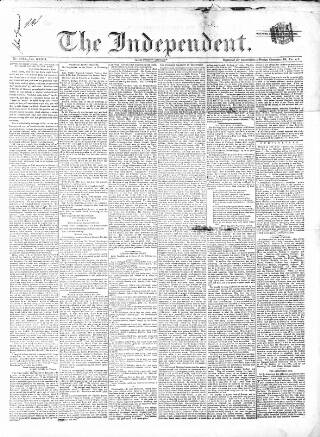 cover page of Wexford Independent published on November 30, 1861