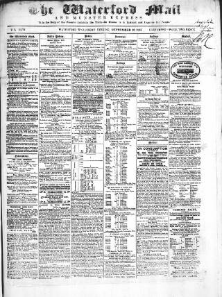 cover page of Waterford Mail published on September 18, 1867