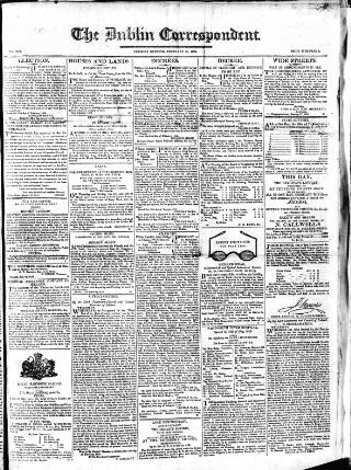cover page of Dublin Correspondent published on February 25, 1823