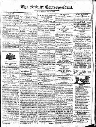 cover page of Dublin Correspondent published on February 27, 1823