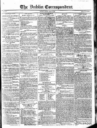 cover page of Dublin Correspondent published on July 22, 1823
