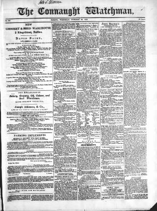 cover page of Connaught Watchman published on February 28, 1855