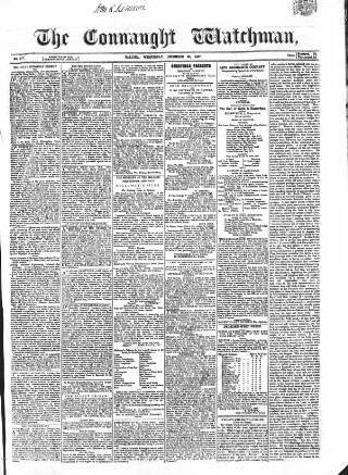 cover page of Connaught Watchman published on December 30, 1857