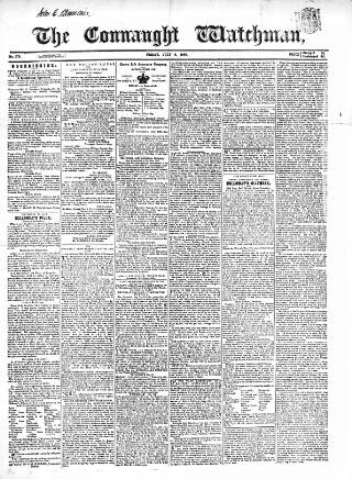 cover page of Connaught Watchman published on July 6, 1860