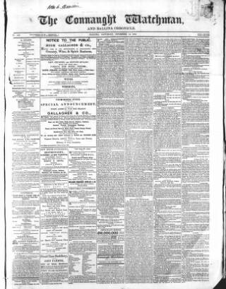 cover page of Connaught Watchman published on November 15, 1862