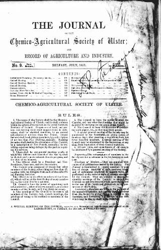 cover page of Journal of the Chemico-Agricultural Society of Ulster published on July 6, 1857