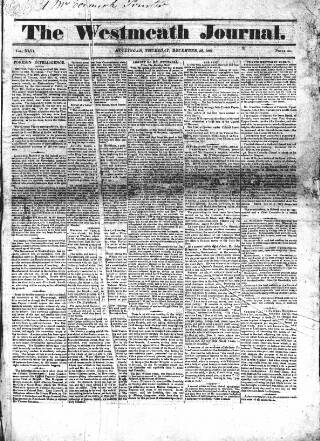 cover page of Westmeath Journal published on December 30, 1824