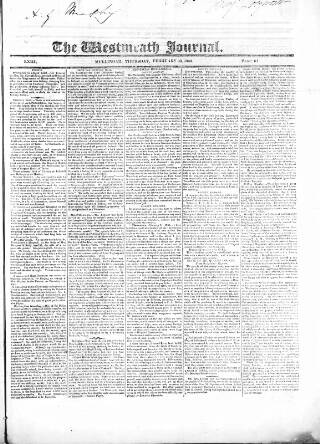 cover page of Westmeath Journal published on February 28, 1833