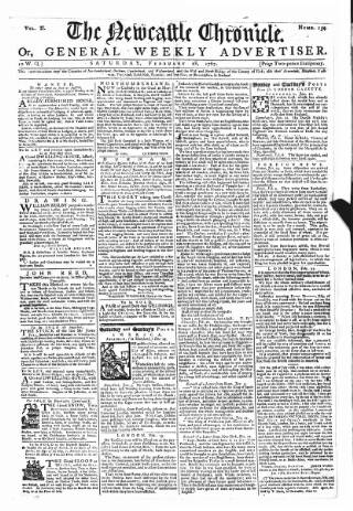 cover page of Newcastle Chronicle published on February 28, 1767