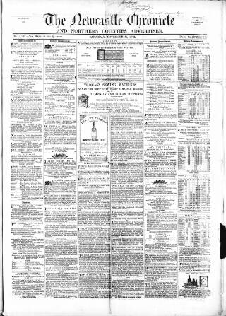 cover page of Newcastle Chronicle published on November 15, 1862