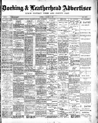 cover page of Dorking and Leatherhead Advertiser published on November 15, 1902