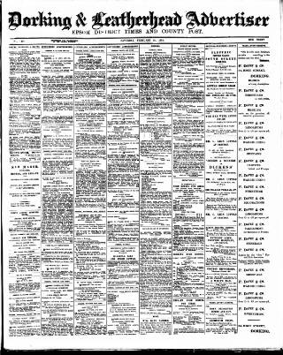 cover page of Dorking and Leatherhead Advertiser published on February 28, 1914