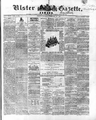 cover page of Ulster Gazette published on February 28, 1863