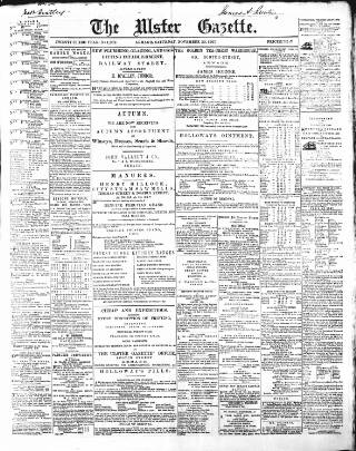 cover page of Ulster Gazette published on November 30, 1867