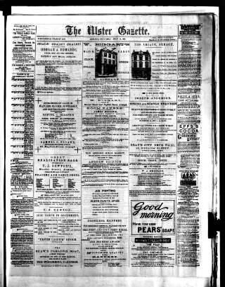 cover page of Ulster Gazette published on July 6, 1889